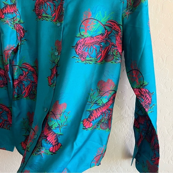 J. Crew Collection Silk Twill Shirt In Lobster Print - Picture 6 of 8